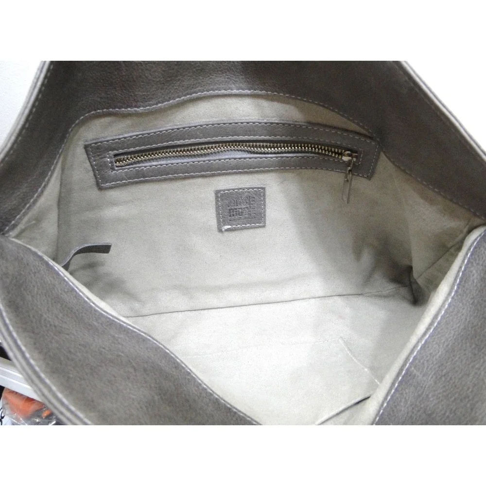 Moo Moo Designs Grey Bovine Leather &‎ Crocodile Hornback Oversized Clutch Bag